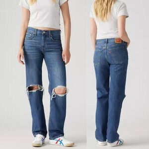 NWT LEVI'S Low Pro Straight Women's Jeans Size 25 Breathe Out Medium Wash